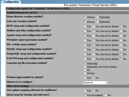 Virtualmin-Configuration